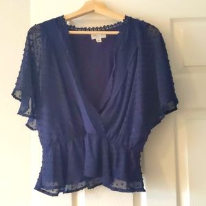 Royal Blue Pin Dot Top